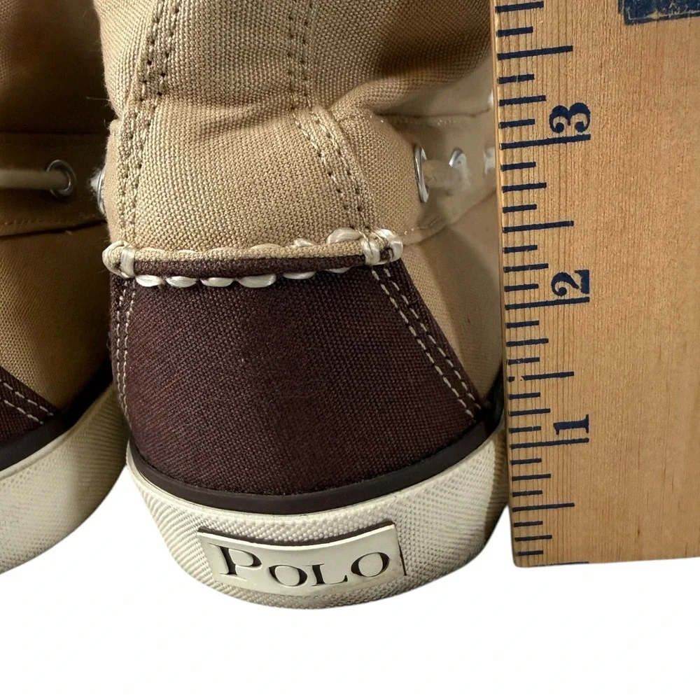 Polo Ralph Lauren Lander Chukka Canvas High Top Mens Shoes‎ Size 10.5D Tan Brown